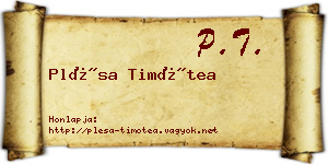 Plésa Timótea névjegykártya